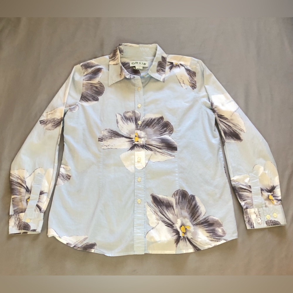 Orvis Women’s Floral Print Button Down Shirt Size Medium